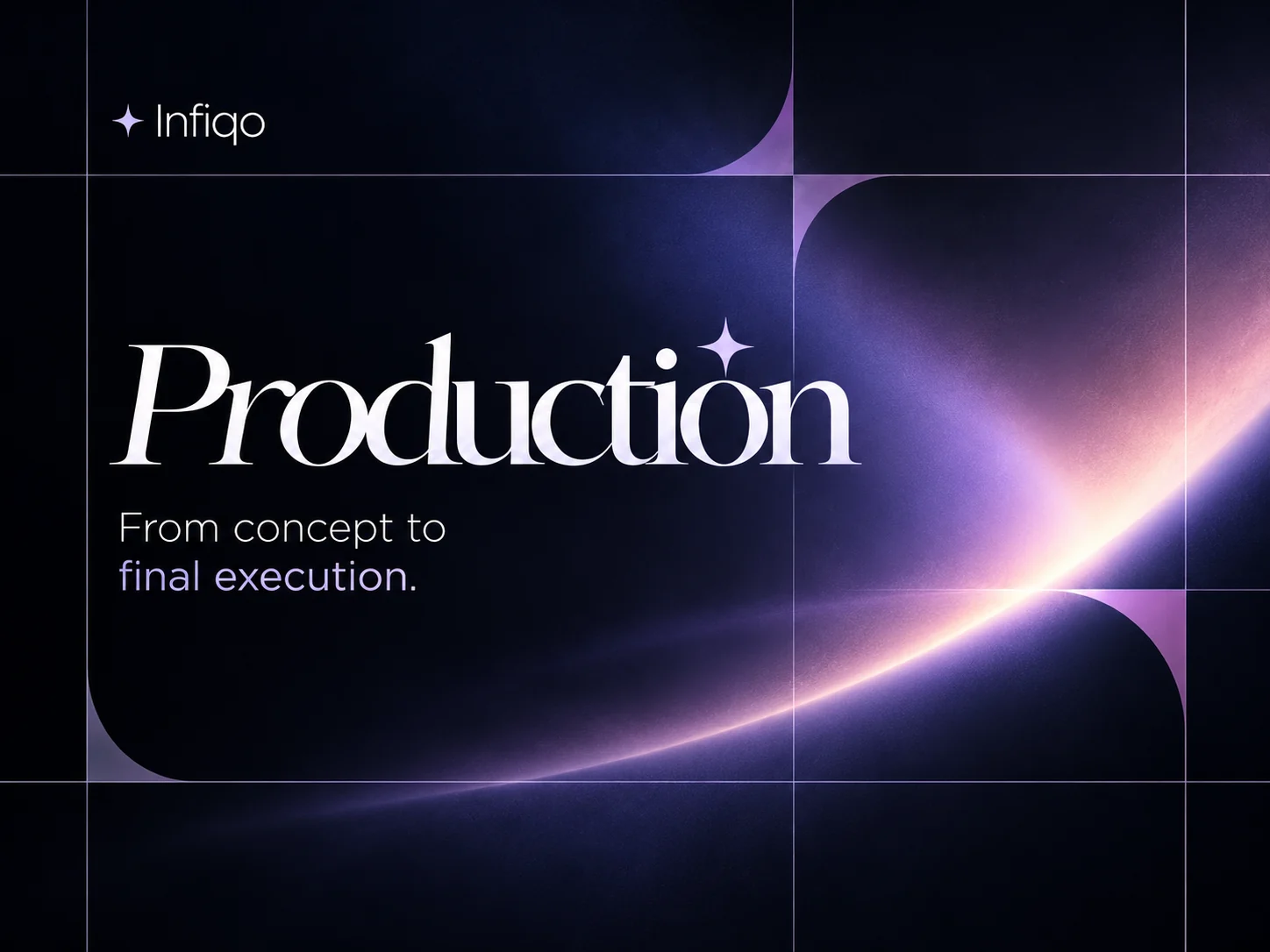 INFIQO Production artwork with a purple light arc